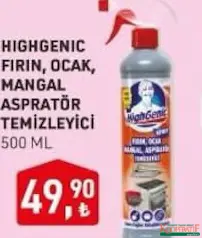 HİGHGENİC FIRIN OCAK MANGAL ASPİRATÖR TEMİZLEYİCİ 500 ML fiyat ve kampanya bilgisi